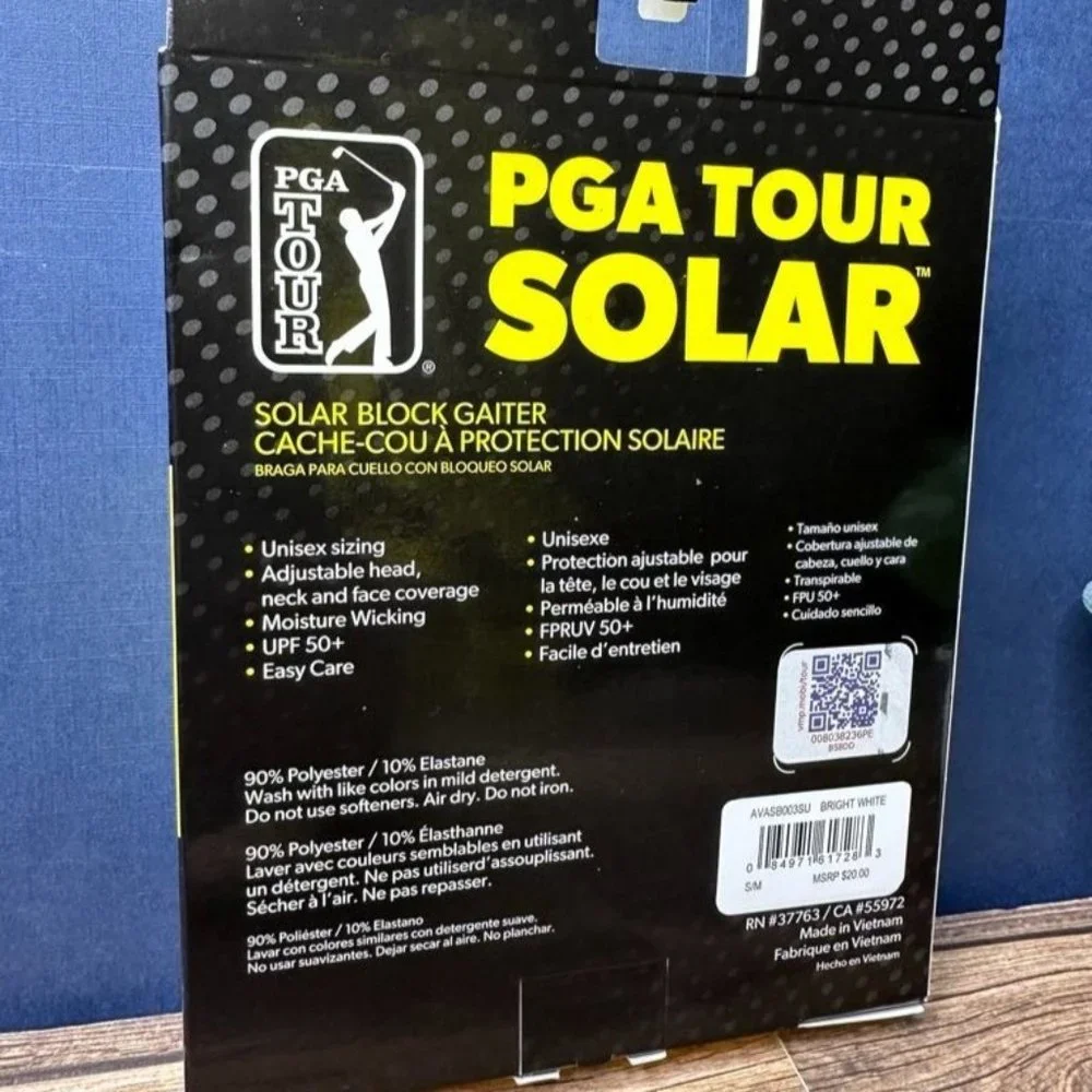 NWT PGA Tour Golf UPF50 Solar Block Gaiter Size S/M (White) *UNOPENED*